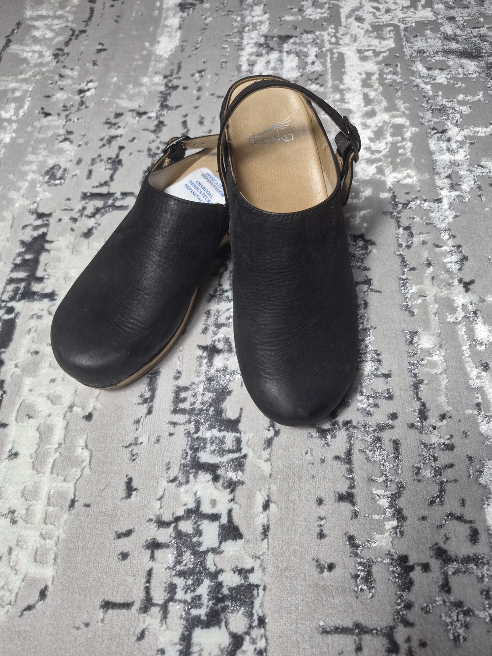 DANSKO WOMEN MERRIN SLING-BACK BLACK WAXY MILLED MULE CLOGS 37 Profesional